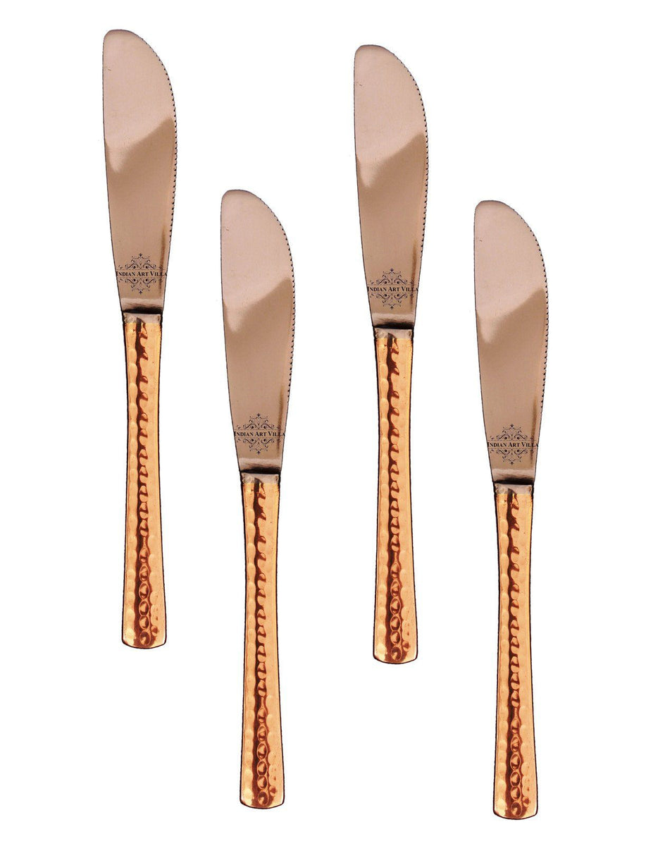 INDIAN ART VILLA Set of 4 Steel Copper Bread Spreader Knife