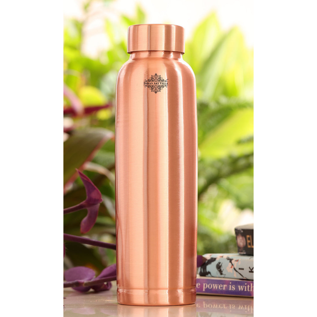 Copper Water Bottle Anti-Bacterial - Push Button Sports Lid