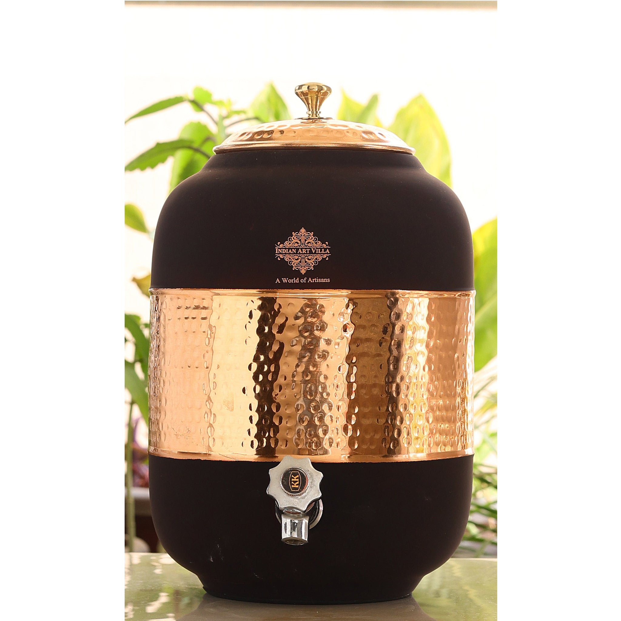 Indina Handmade Pure Copper Matka Water Pot Container hot Water Storage Home Hotel Restaurant | Yoga Ayurveda